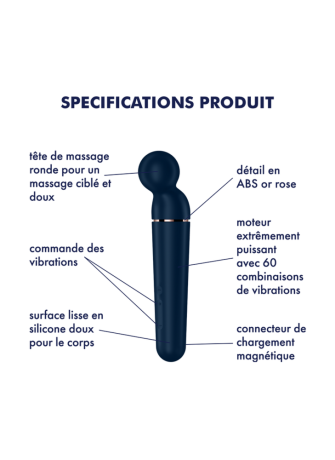 Vibromasseur wand bleu USB 60 vibrations Planet Wand-er Satisfyer - CC597845